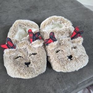 Cozy Reindeer Slippers with Plaid Accents